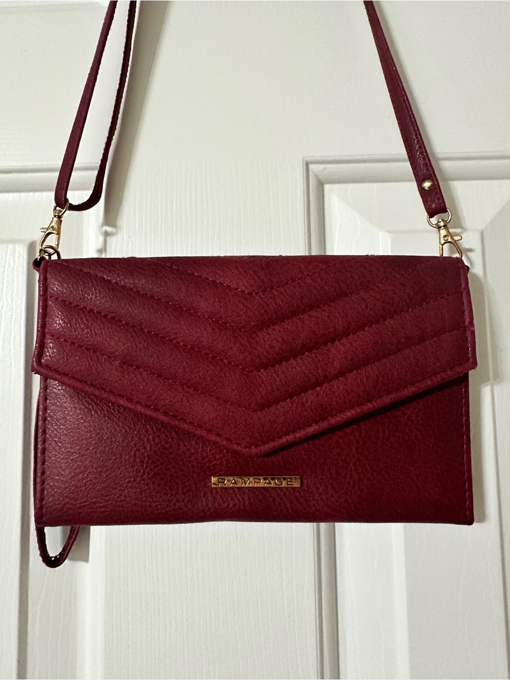 Rampage Burgundy Quilted Chevron Crossbody Bag
